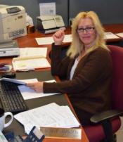 Bonnie Amsden at her desk